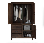 Antwerp Farmhouse Rustic Solid Wood Large Clothing Armoire Wardrobe