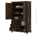 Antwerp Farmhouse Rustic Solid Wood Large Clothing Armoire Wardrobe