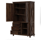 Antwerp Farmhouse Rustic Solid Wood Large Clothing Armoire Wardrobe