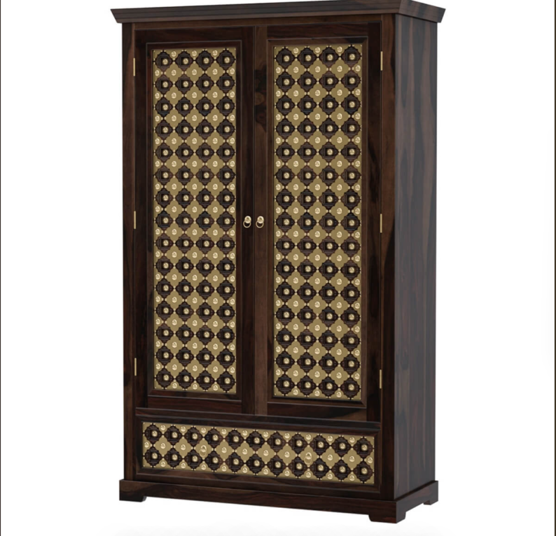 La Junta Solid Wood Brass Inlay French Country Style Armoire