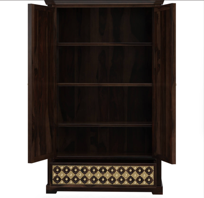 La Junta Solid Wood Brass Inlay French Country Style Armoire