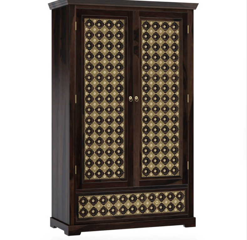 La Junta Solid Wood Brass Inlay French Country Style Armoire
