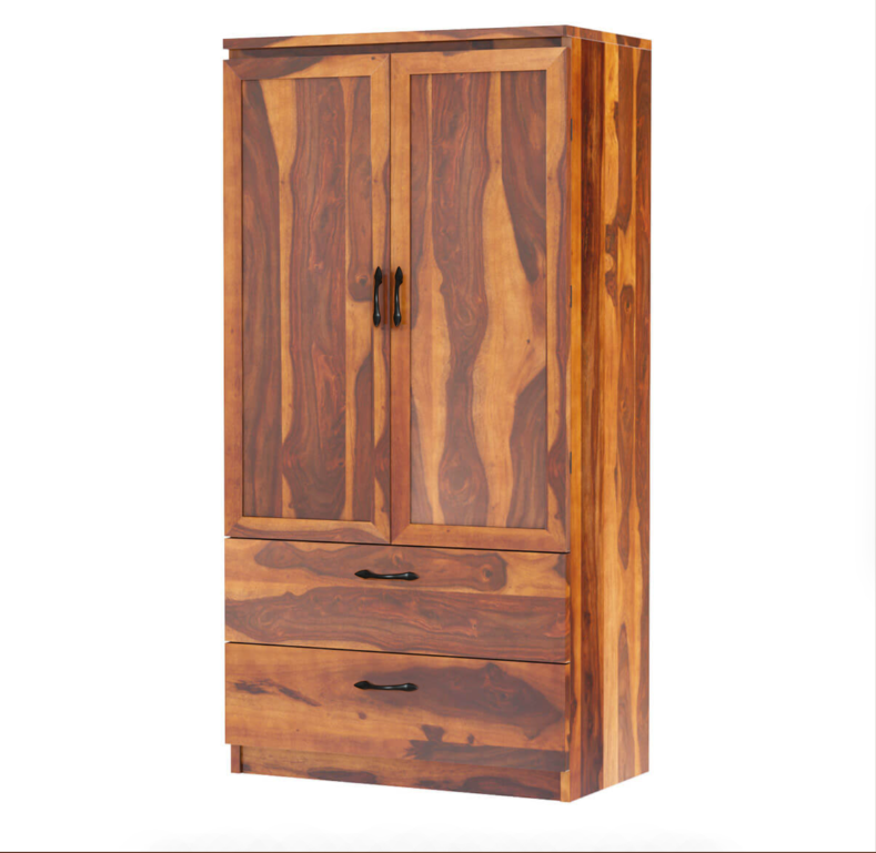 Rebecca Modern Solid Wood Wardrobe Clothing Armoire With Shelves