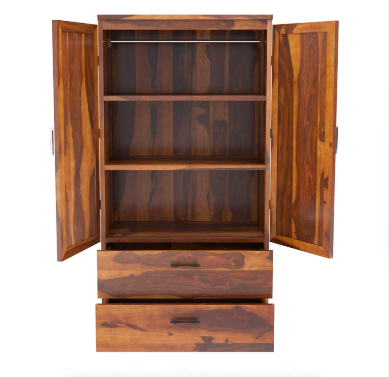 Rebecca Modern Solid Wood Wardrobe Clothing Armoire With Shelves