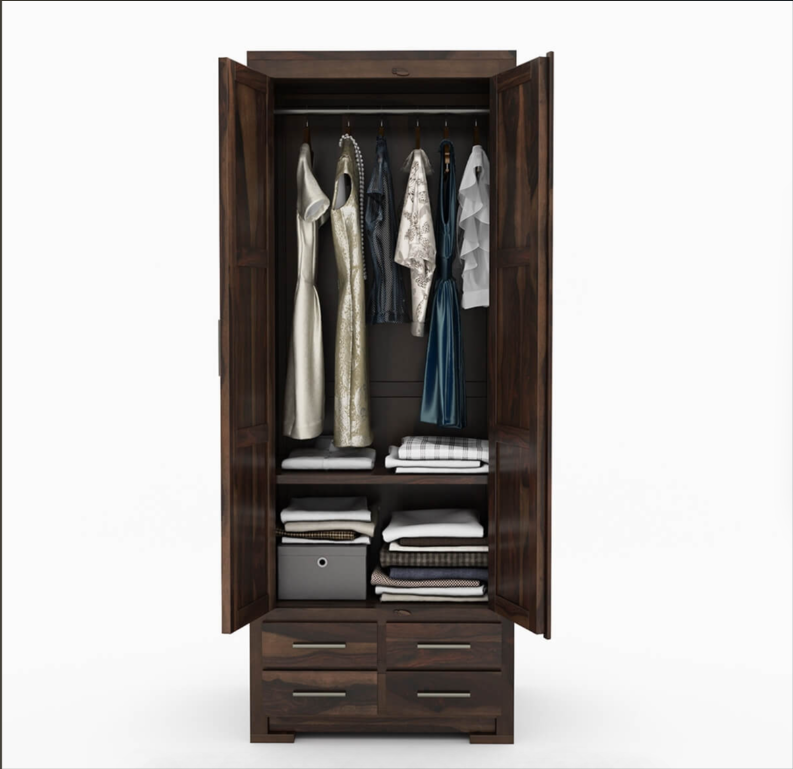 Solid Wood 4 Drawer Tall Armoire Closet