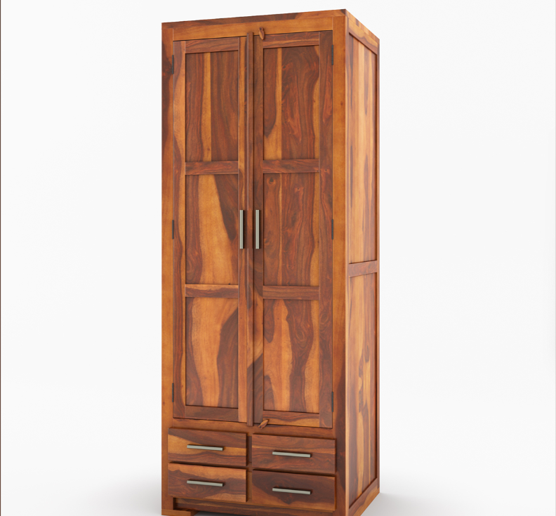 Solid Wood 4 Drawer Tall Armoire Closet