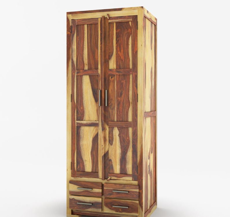 Solid Wood 4 Drawer Tall Armoire Closet