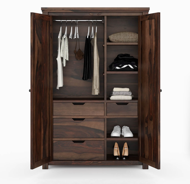Pioneer Transitional Solid Wood Armoire Wardrobe with  Drawers