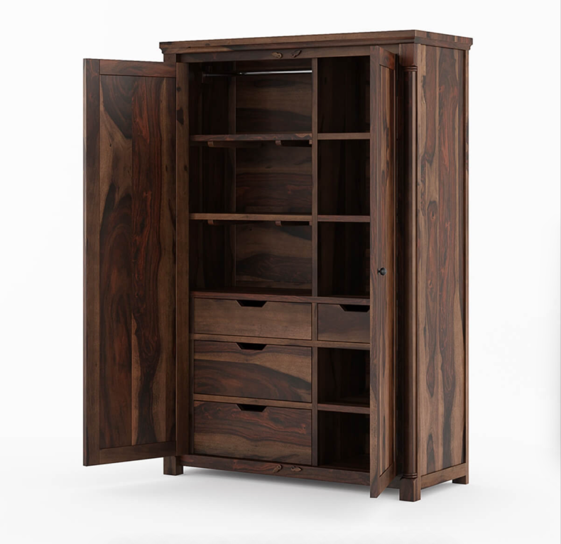 Pioneer Transitional Solid Wood Armoire Wardrobe with  Drawers