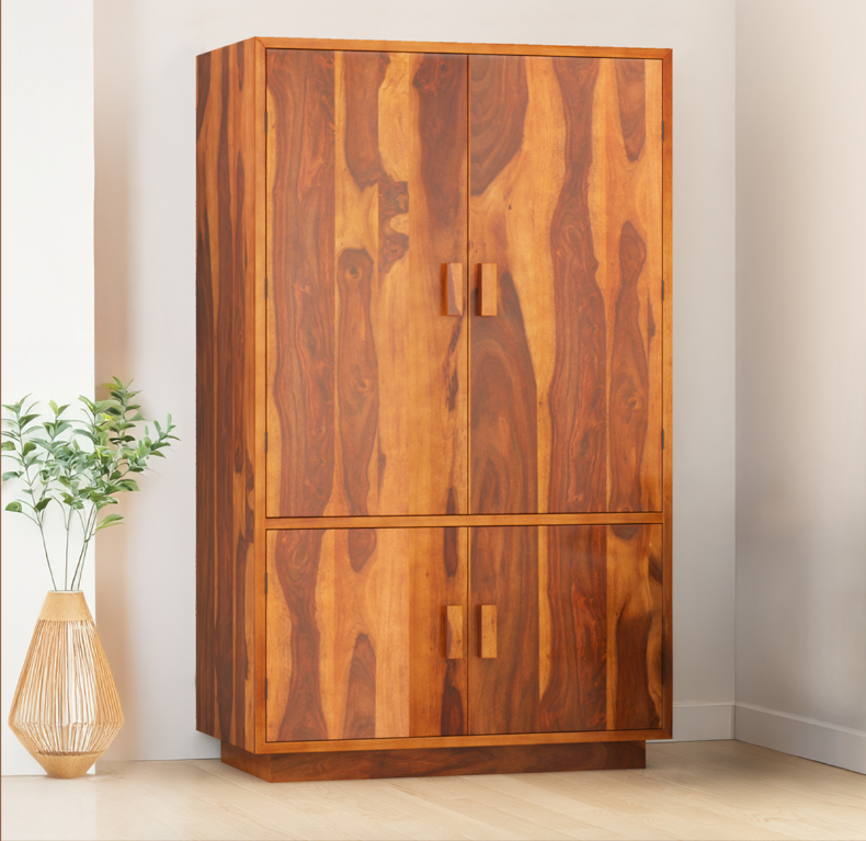 Brocton Modern Rustic Solid Wood Large Armoire Wardrobe with Shelves