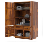 Brocton Modern Rustic Solid Wood Large Armoire Wardrobe with Shelves