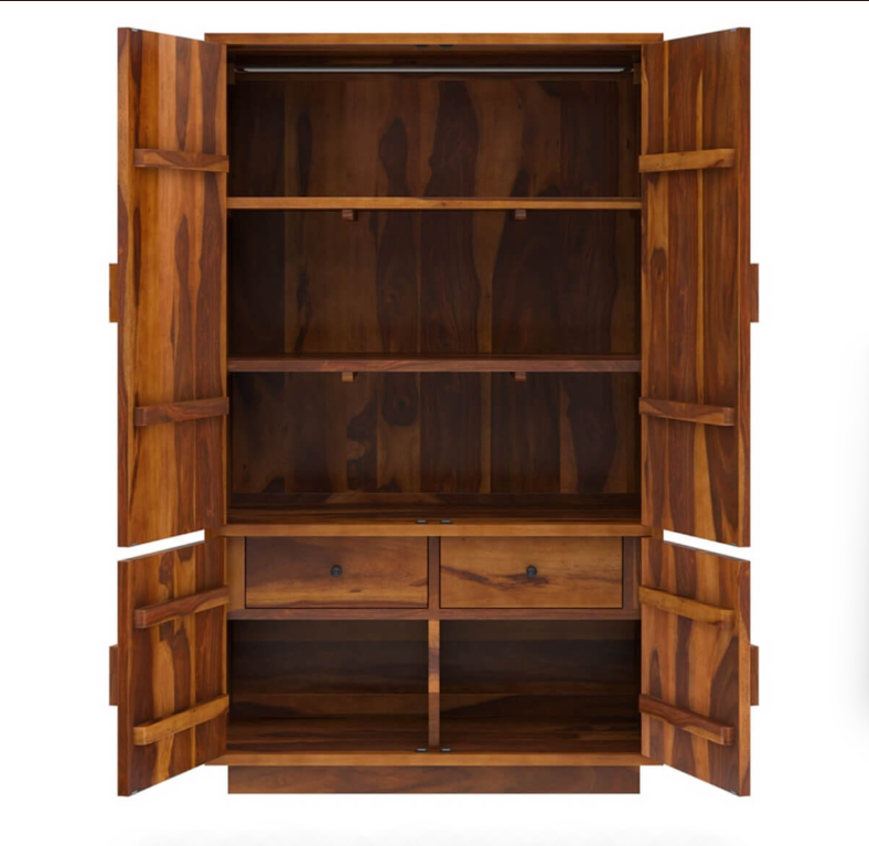 Brocton Modern Rustic Solid Wood Large Armoire Wardrobe with Shelves