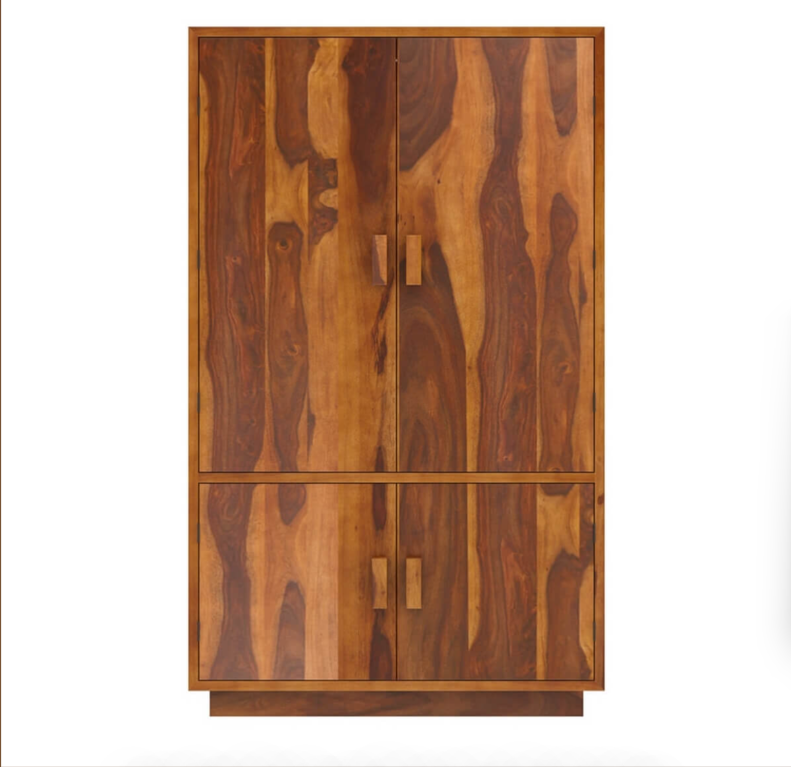 Brocton Modern Rustic Solid Wood Large Armoire Wardrobe with Shelves