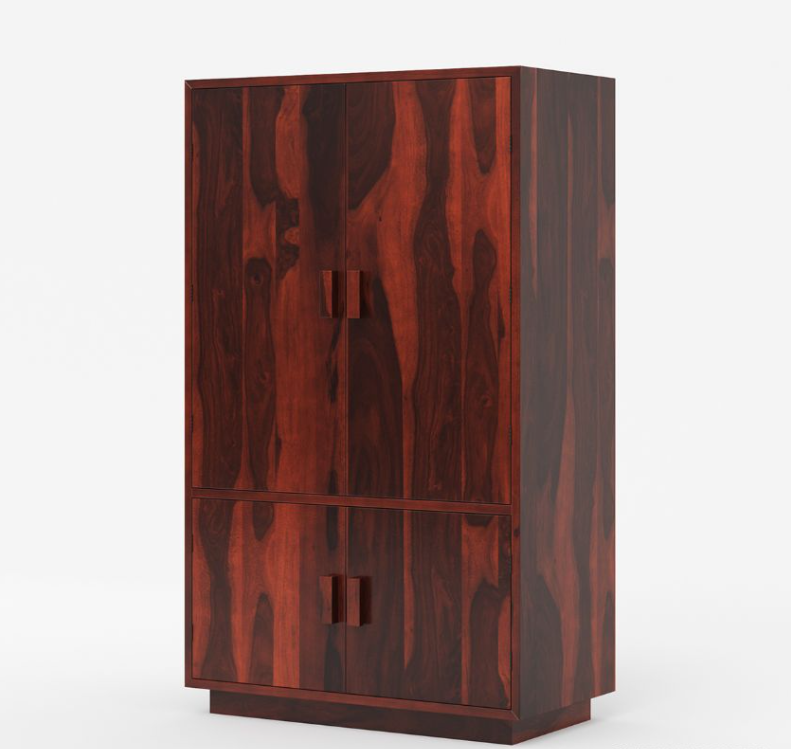 Brocton Modern Rustic Solid Wood Large Armoire Wardrobe with Shelves