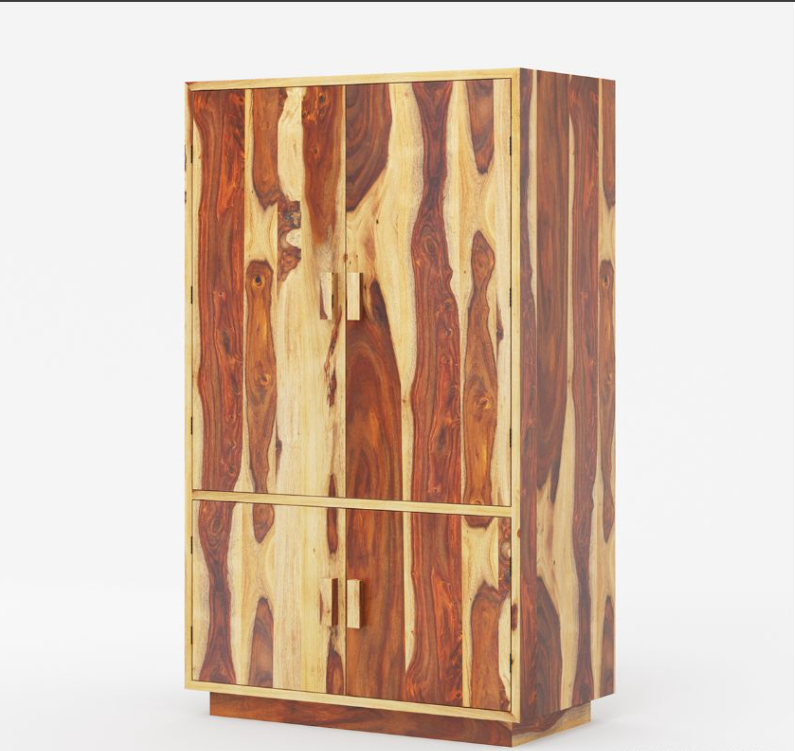 Brocton Modern Rustic Solid Wood Large Armoire Wardrobe with Shelves