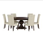 Clanton Rustic Solid Wood Pedestal Round Dining Table Chair Set