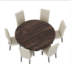 Clanton Rustic Solid Wood Pedestal Round Dining Table Chair Set
