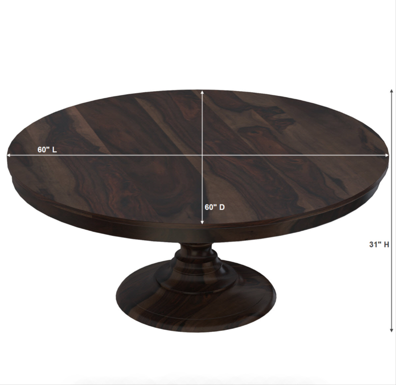 Clanton Rustic Solid Wood Pedestal Round Dining Table Chair Set