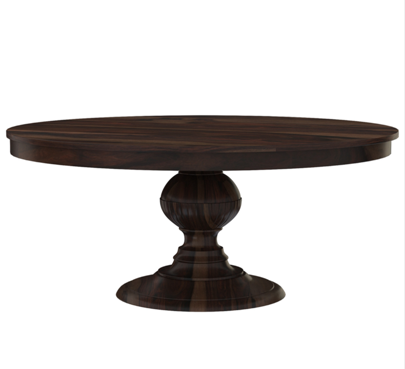 Clanton Rustic Solid Wood Pedestal Round Dining Table Chair Set