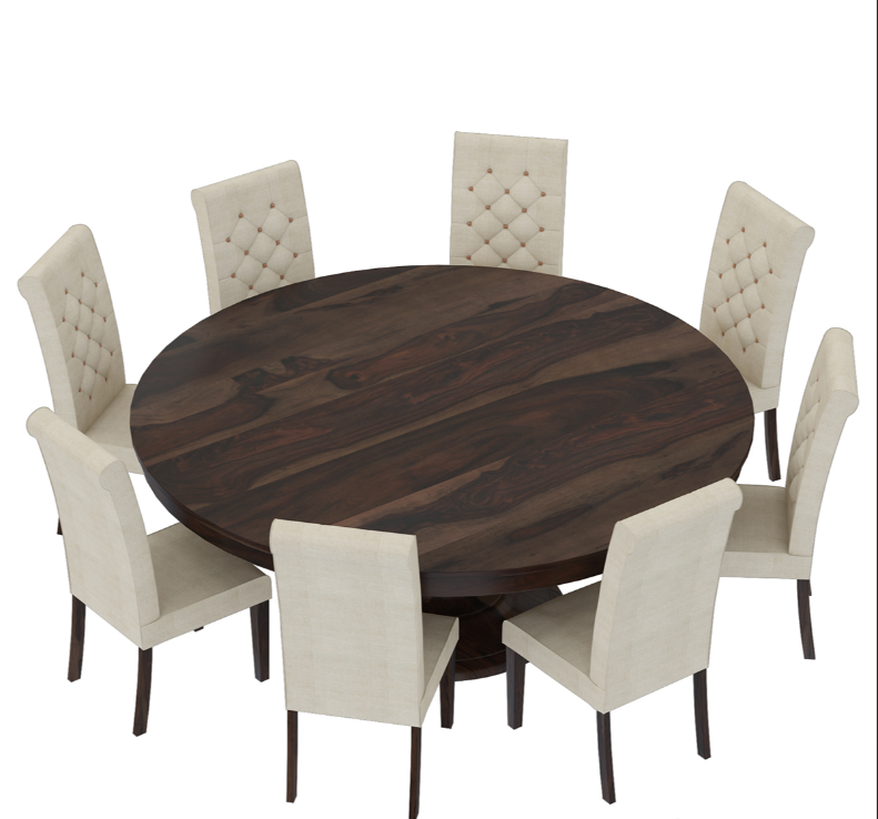 Clanton Rustic Solid Wood Pedestal Round Dining Table Chair Set