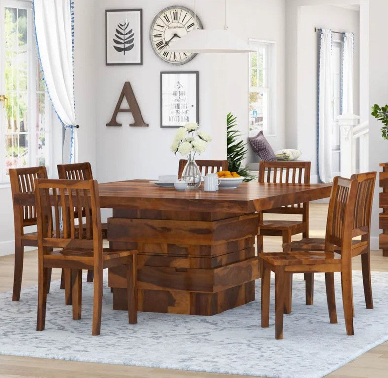 DineHaven Modern Wood Dining Room Table Chair Set