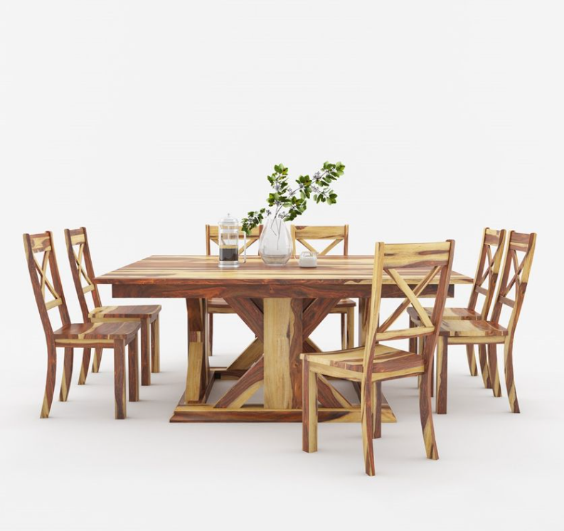 Tablevia Solid Wood Square Dining Table Set