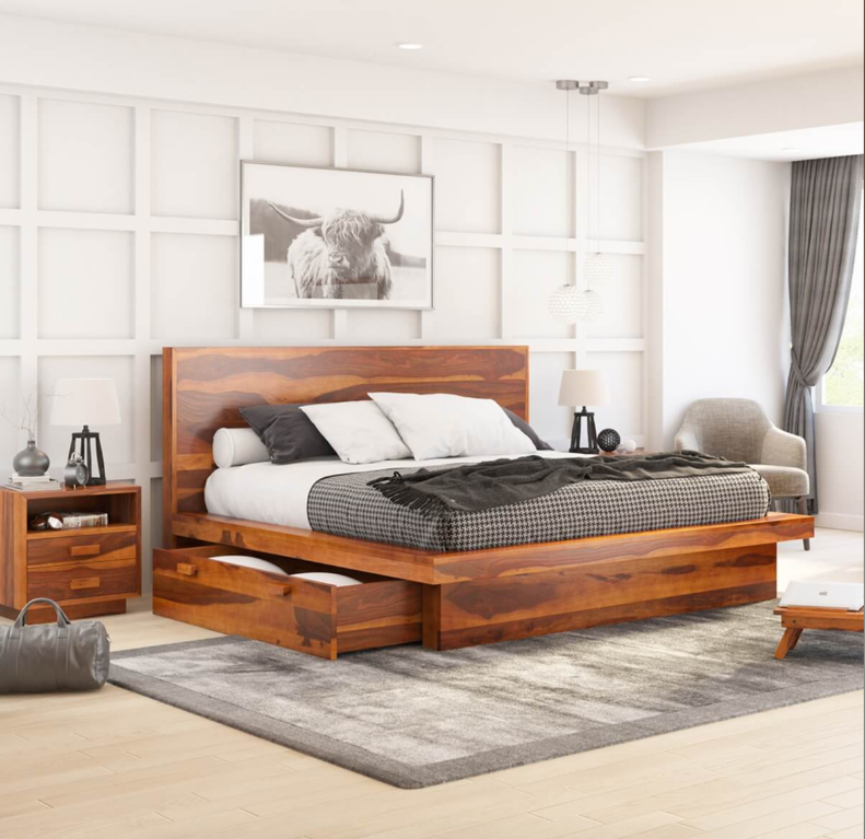 wooden bed