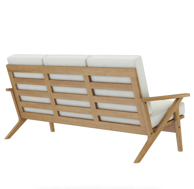 Sofique Palermo Teak Wood High Back Mid-Century Modern 3-Seater Sofa