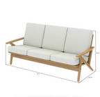 Sofique Palermo Teak Wood High Back Mid-Century Modern 3-Seater Sofa