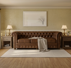 Sofique Farnham 3-Seater Brown Leather Chesterfield Sofa