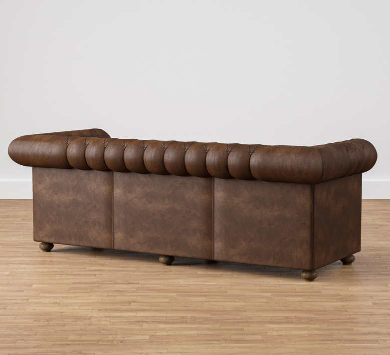 Sofique Farnham 3-Seater Brown Leather Chesterfield Sofa