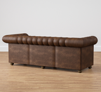 Sofique Farnham 3-Seater Brown Leather Chesterfield Sofa