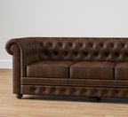Sofique Farnham 3-Seater Brown Leather Chesterfield Sofa