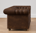 Sofique Farnham 3-Seater Brown Leather Chesterfield Sofa