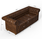 Sofique Farnham 3-Seater Brown Leather Chesterfield Sofa
