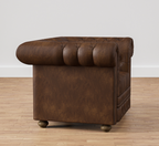 Sofique Farnham Single Seater Brown Leather Chesterfield Sofa