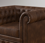 Sofique Farnham Single Seater Brown Leather Chesterfield Sofa
