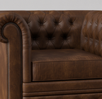 Sofique Farnham Single Seater Brown Leather Chesterfield Sofa