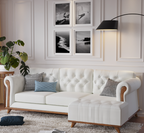 Relaxaire Mid Century Modern 3 Seat Sofa Couch With Chaise