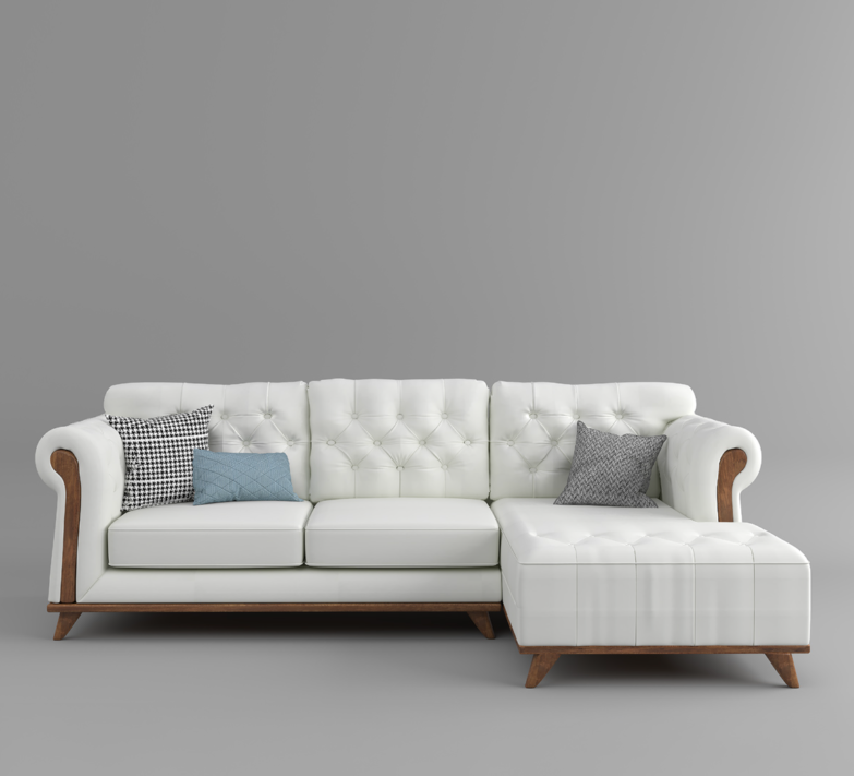 Relaxaire Mid Century Modern 3 Seat Sofa Couch With Chaise