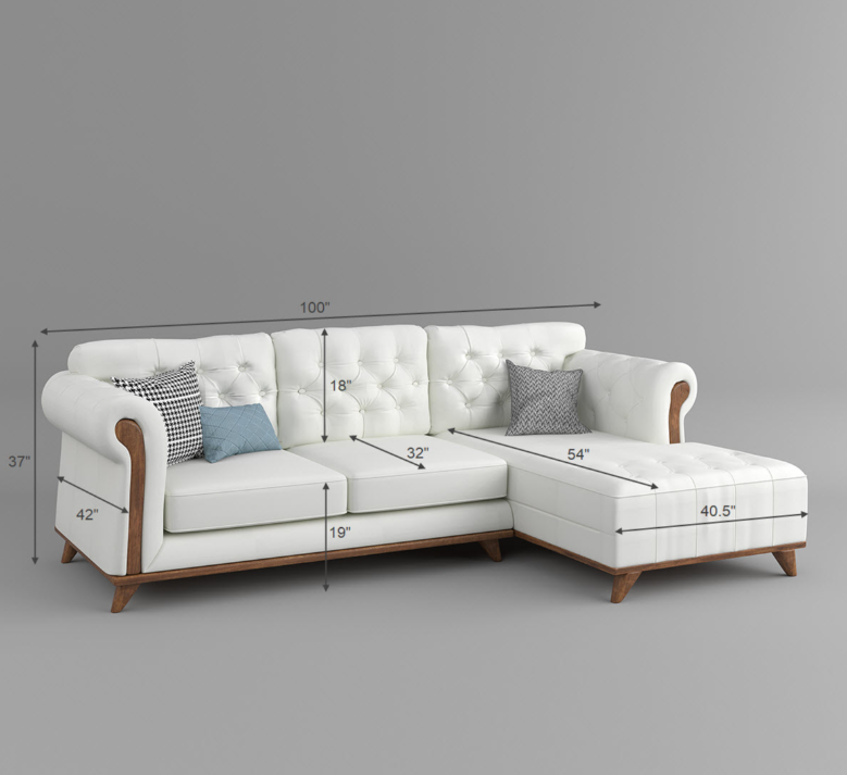 Relaxaire Mid Century Modern 3 Seat Sofa Couch With Chaise