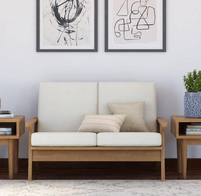 Relaxaire Teak Wood High back Mid-century Modern Loveseat