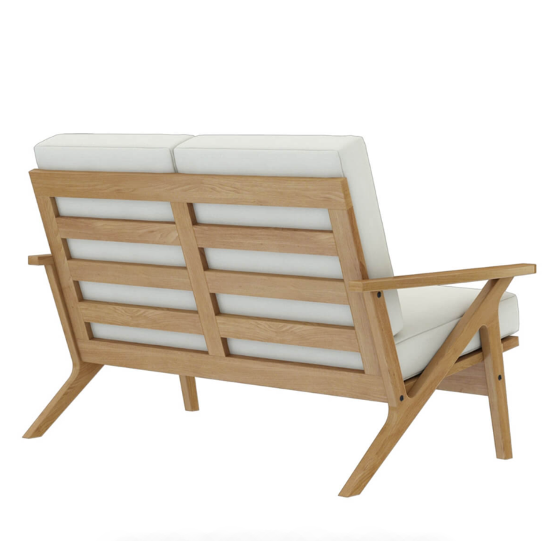 Relaxaire Teak Wood High back Mid-century Modern Loveseat