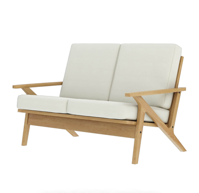 Relaxaire Teak Wood High back Mid-century Modern Loveseat