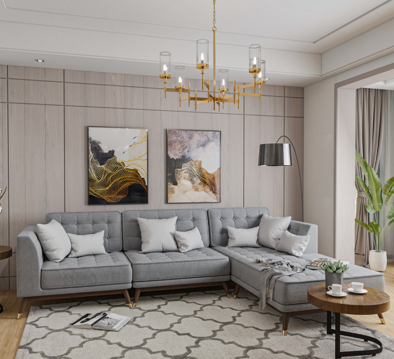 Relaxaire L Shape Gray Sectional Sofa With Chaise