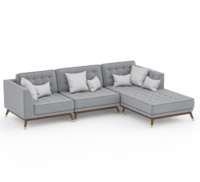 Relaxaire L Shape Gray Sectional Sofa With Chaise