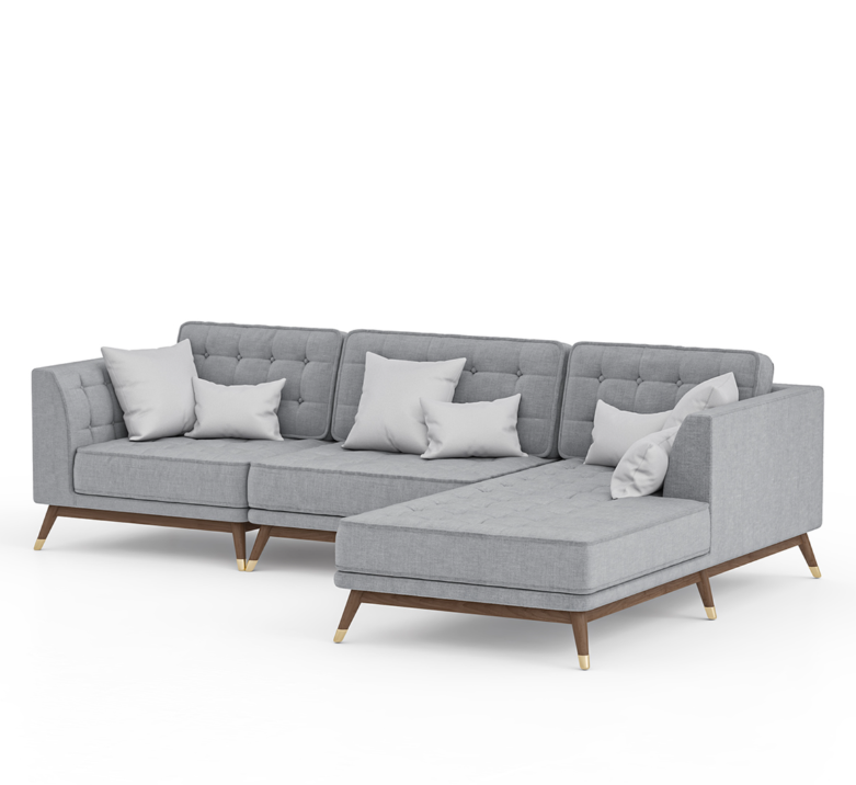 Relaxaire L Shape Gray Sectional Sofa With Chaise