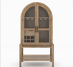 Ocala Rustic Tall Arched Bar Cabinet with Glass Doors