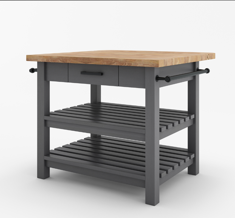 Catania Solid Wood Farmhouse Small Kitchen Island with Drop Leaf