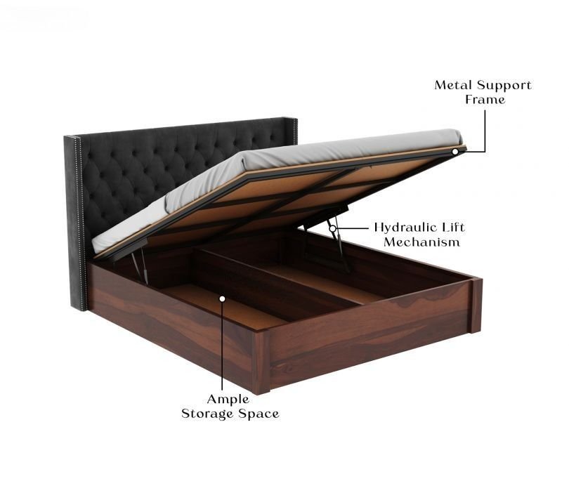 Bed Solid Wood Upholstered Bed With Hydraulic Storage